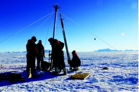 Fig. 6: Establishment of ice core drilling camp by theNCAOR team in 2013-14 at Antarctica