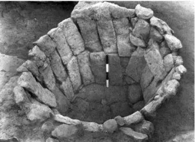 Fig. 6: Silos made of vertical elongated bricks excavated by  K.M. Kenyon in Square EIII.