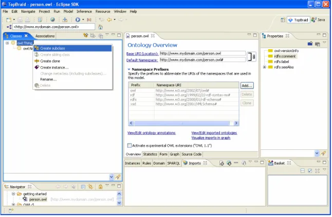Figure 14: Classes view - menu options 