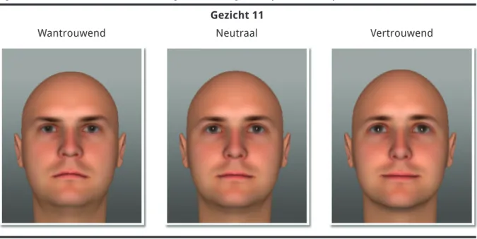 Figuur 3. De verschillende versies van het geselecteerde gezicht op basis van de pre-test.