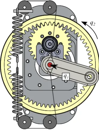 Fig. 6.CAD drawing of a slightly adapted version of the vsaUT-II. Thisdesign has been implemented in the bipedal robot.