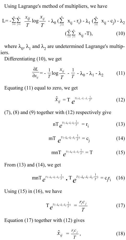 table. Let Oij be the observed frequency in ith row and jth 
