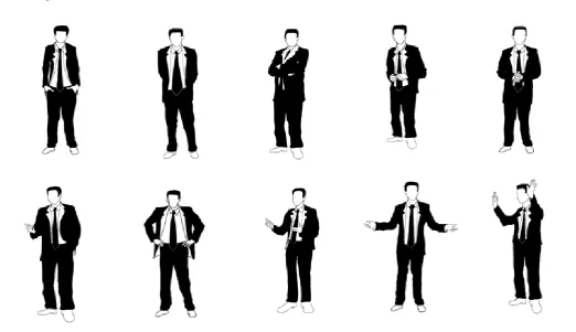 Figure 3.5. Different poses are ranked from a closed appearance to an open appearance.