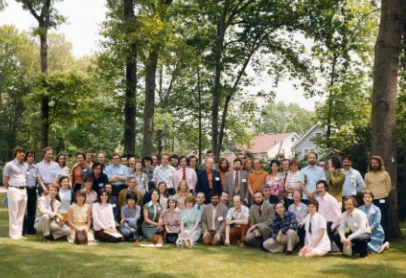 Fig. 5. Participants at the 1975 Nutley symposium, including Leroy Stevens, Barry Pierce, Ralph Brinster, Bea Mintz, Gail Martin, Chris Graham, John Gearhart, Barbara Knowles, Davor Solter and many others mentioned in this paper.