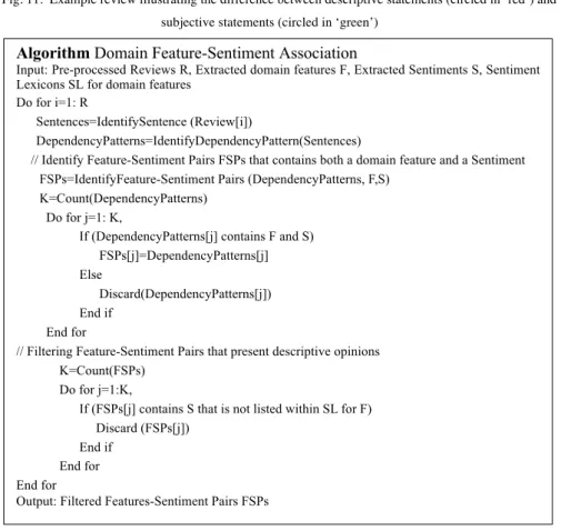 Fig. 12.  Domain Feature-Sentiment Association Algorithm 