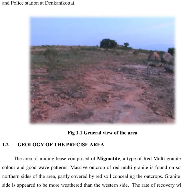 Fig 1.1 General view of the area  1.2  GEOLOGY OF THE PRECISE AREA 