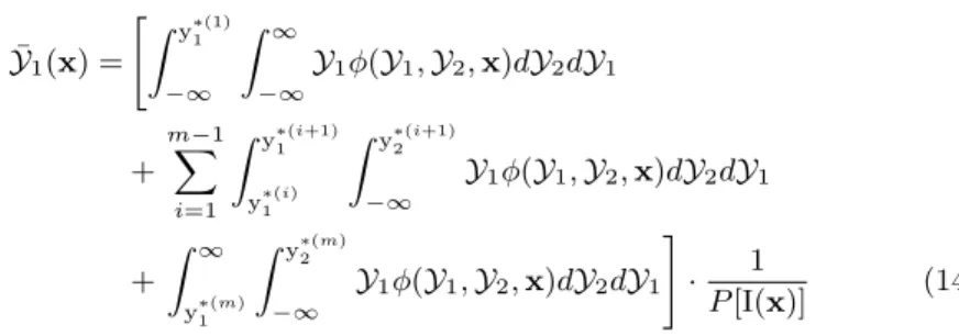 Fig. 2: Schematic representation of the partitioning of the area outside of the Pareto front of two contesting objectives