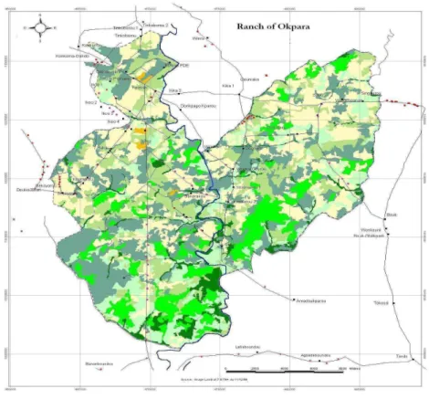 Figure 2 : Pastures map of Okpara ranch 