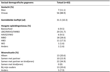 Tabel 3: Karakteristieken van de steekproef 