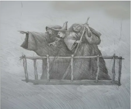 Fig. 1. Image of the three Sisters if they flew into the stage by a chariot. 