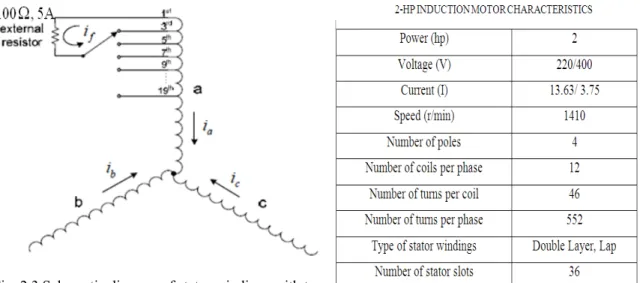 Fig. 2.3 Schematic diagram of stator windings with taps 