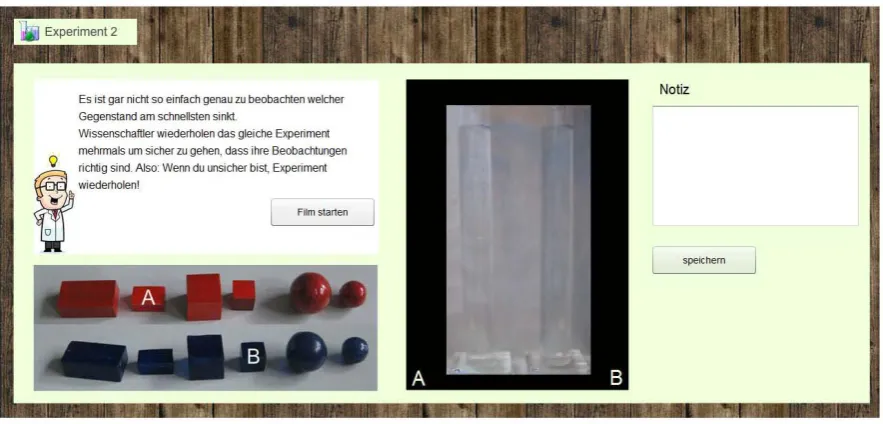 Figure 1. Screenshot of the learning environment, showing an exemplification prompt (top-left), the video section (middle), and the note taking section (right).