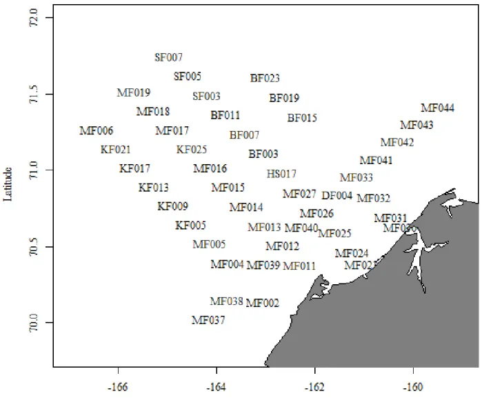 Figure 1.  Benthic sampling locations during the 2014 CSESP survey.  