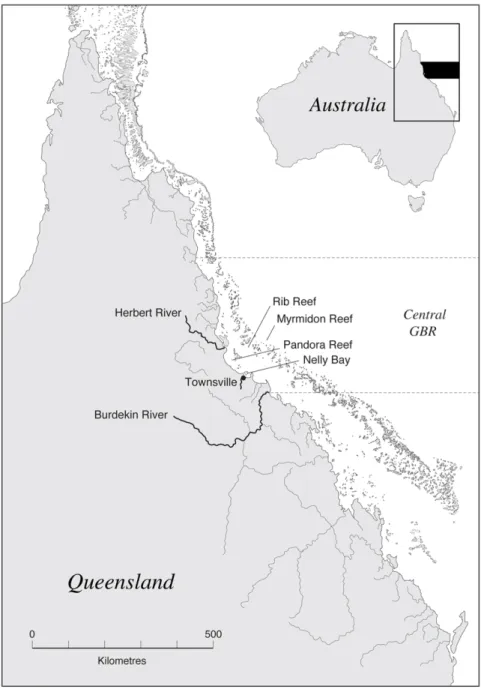 Figure 1. Location of four reef sites in central Great Barrier Reef.