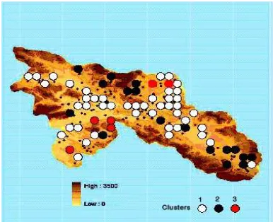 Fig. 4. Distribution pattern of three clusters of Chalcolithic sites. 