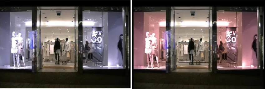 Figure 2a. High density condition with cold (left) vs. warm (right) coloured lights  