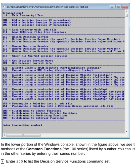 Figure 4: Lower Portion of the .NET Server in-process API console