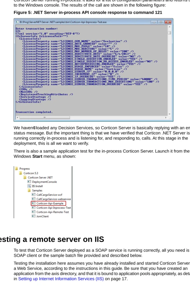 Figure 5: .NET Server in-process API console response to command 121