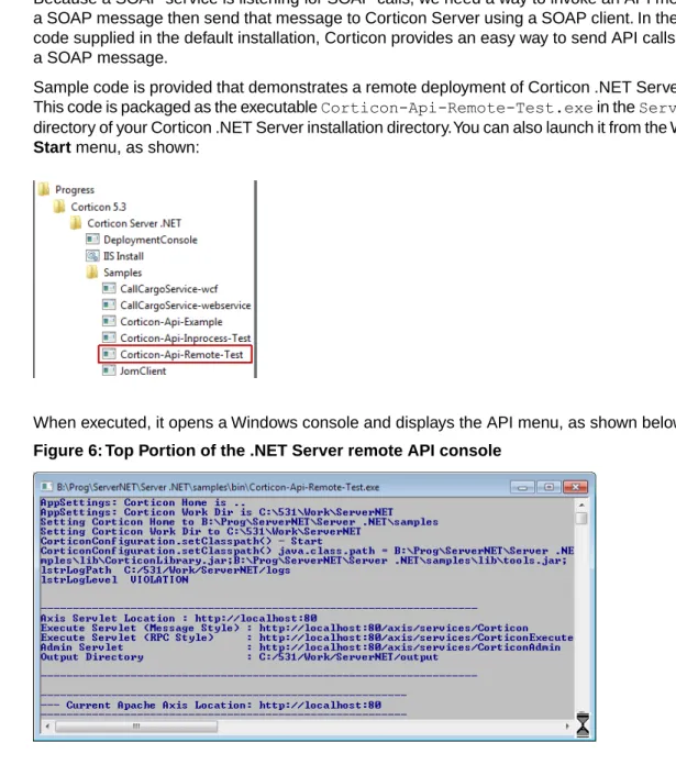 Figure 6: Top Portion of the .NET Server remote API consoleChapter 7: Corticon .NET Server files and API tools