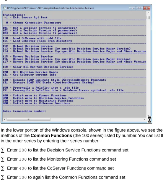 Figure 7: Lower Portion of the .NET Server remote API console