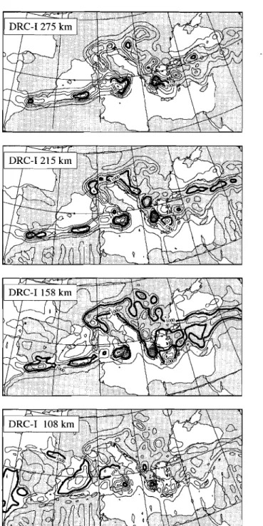 Figure  1.  Present modelled temperature distribution of the upper mantle, based on  the Dercourt et al