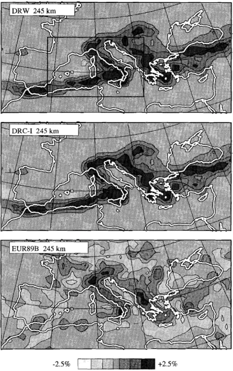 Figure  16.  Regional  P-wave velocity structure at a  depth of 245 km.  Panel ordering  and legend the same as in Figure  14