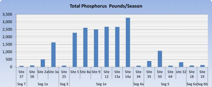 Figure 2  Total Phosphorus Loading by Stream Segments in the Watershed 
