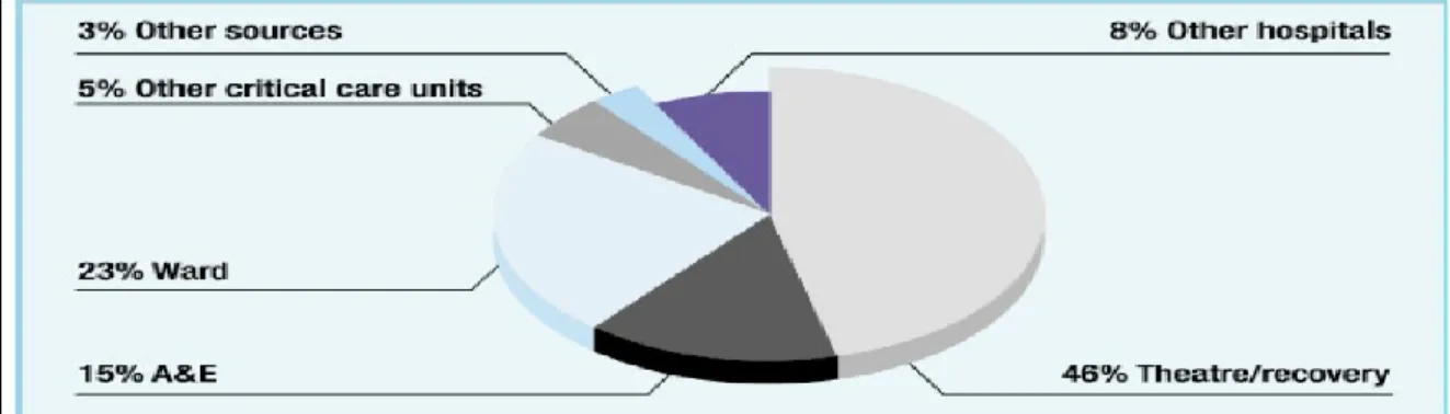 Figure 4. Sources of admission to critical care (Audit Commission, 1998) 