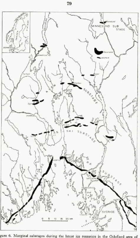 Figure 6. Marginal substages during the latest ice recession in the Oslofjord area of southeastern Norway