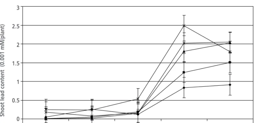 TABLE 8 The lead content in dry shoot biomass (mg/kg) (shoot lead accumulation) in white poplar rooted shoots 