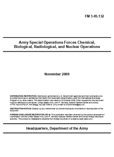 FM 3-05.132 Army Special Operations Forces Chemical, Biological ...