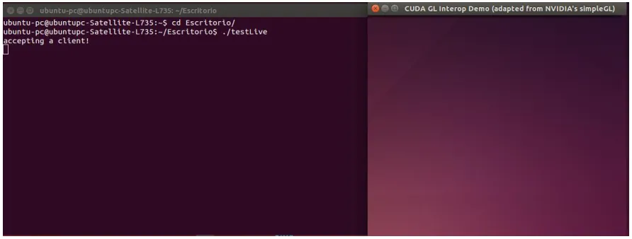 Fig. 12.  Command to execute the file testLive (Own source) 