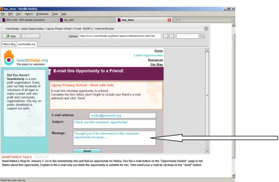 Figure 1  shows a multiple choice item. The student responds by clicking on a button in the  task area