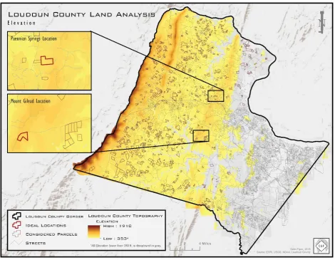 Figure 8. Loudoun County Land Analysis for Observatory Location, Elevation and Final Location Selection