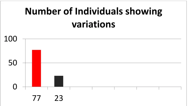 Figure 7: showing number individuals showing normal pattern and variations in renal veins: 