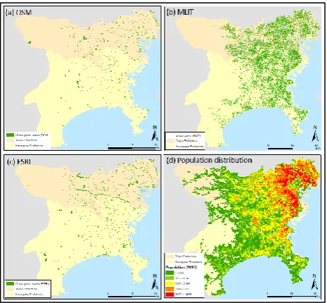 Table 1. Number of each type of urban green space in the MLIT dataset, their average area (ha), and total area coverage (ha)