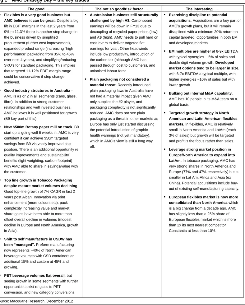Fig 1  AMC Strategy Day – the key issues 