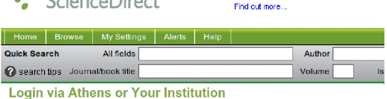 Figure 2: Example of In-built WAYF/DS (www.sciencedirect.com)
