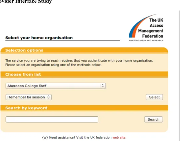 Figure 3: Example of Centrally Provided WAYF/DS (UK federation)