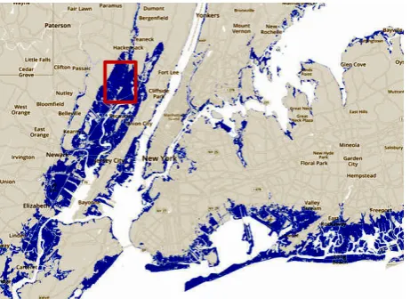 Figure 5. Flooded areas in North NJ and NY from Hurricane Sandy. (Source: Jackson, 2017) 