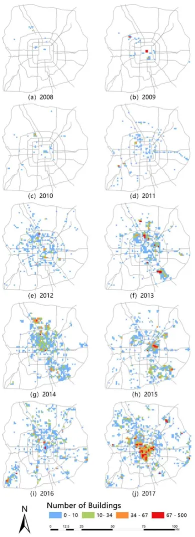 Figure 6. Annual Spatial Distribution of the Number of Contributors 