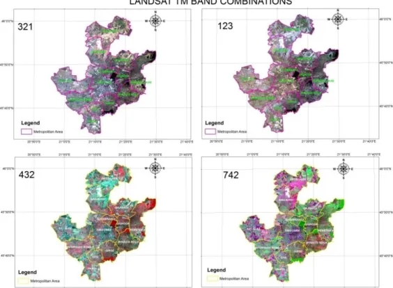 Fig. 7 Landsat TM Combinations for Metropolitan area of Timişoara 