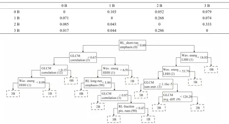 Table 2. Confusion (error) matrix for classification of the nuclei with reduced (8 nodes) binary decision tree