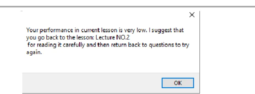 Figure 5: This is a special notification about the progress of the  student