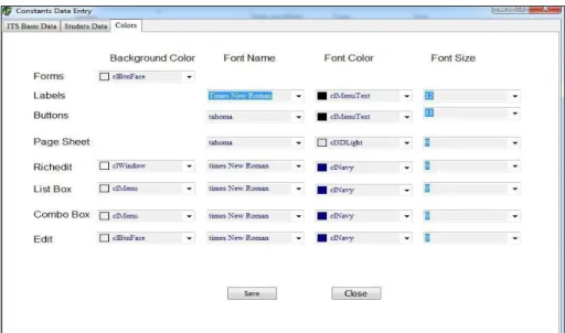 Fig. 4: Form for adjusting Fonts of all screens of the system 