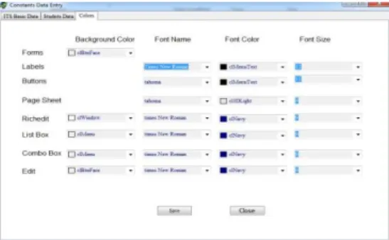 Fig. 4: Form for adjusting Fonts of all screens of the system 
