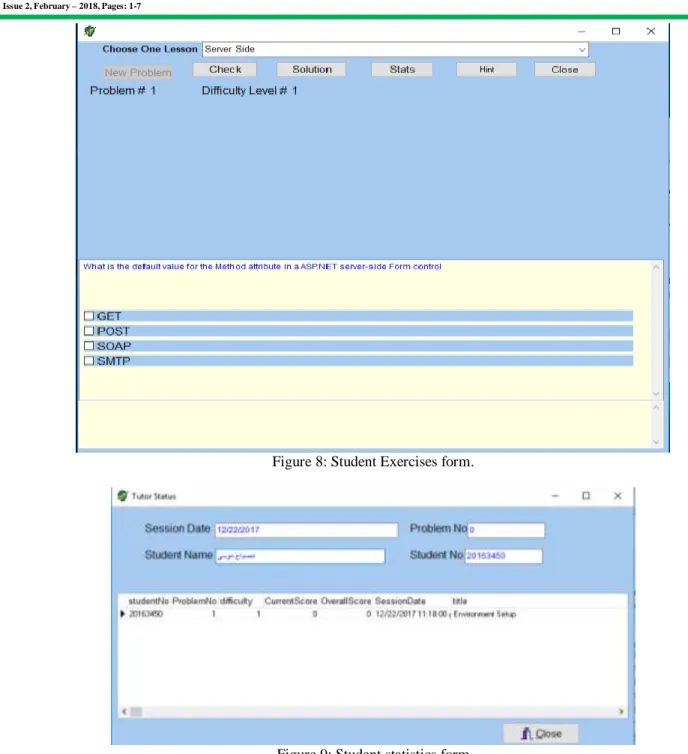 Figure 8: Student Exercises form. 