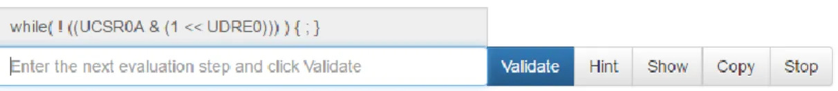 Figure 5. After pressing the Start button, the student is asked to enter the next evaluation step
