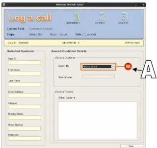 Figure 5: Novice UI for Step 1 (Search Customer) of Call Logging  Steps (Screenshot) 
