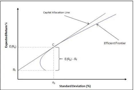 Figure 2.2: Efficient Frontier and Capital Allocation Line 